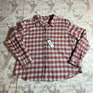 Alpine Design Shirt Womens small Red Cream‎ sky pond Plaid Midweight Flannel XL